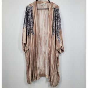 Haute Hippie Tribe Woven Cardigan‎ Sequin Embellishment Champagne Cloud Size 3x
